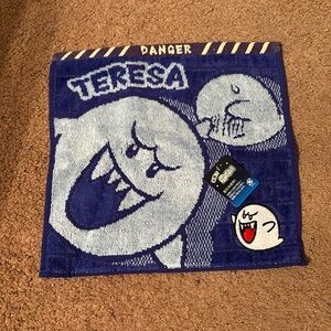 BOO SUPER MARIO BROTHERS CUSTOM TERESA FACE TOWEL danger mario embroidered blue